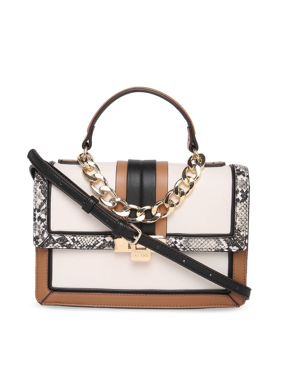 

ALDO Colourblocked Structured Satchel, Beige