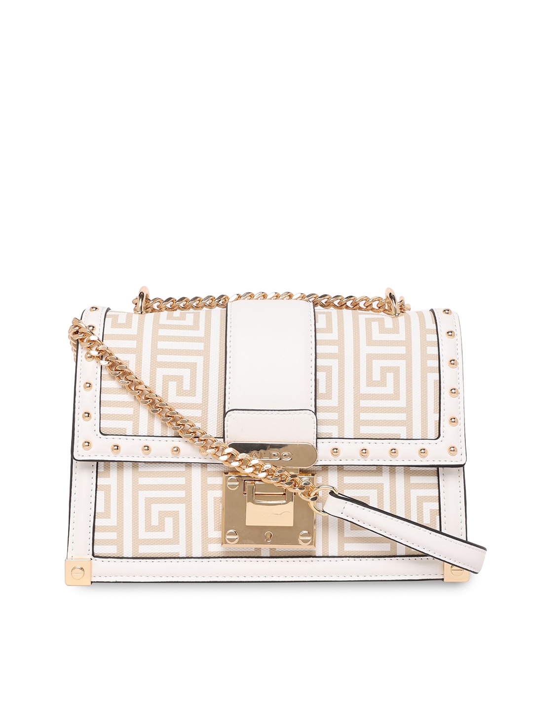 

ALDO Embellished Structured Sling Bag, Beige