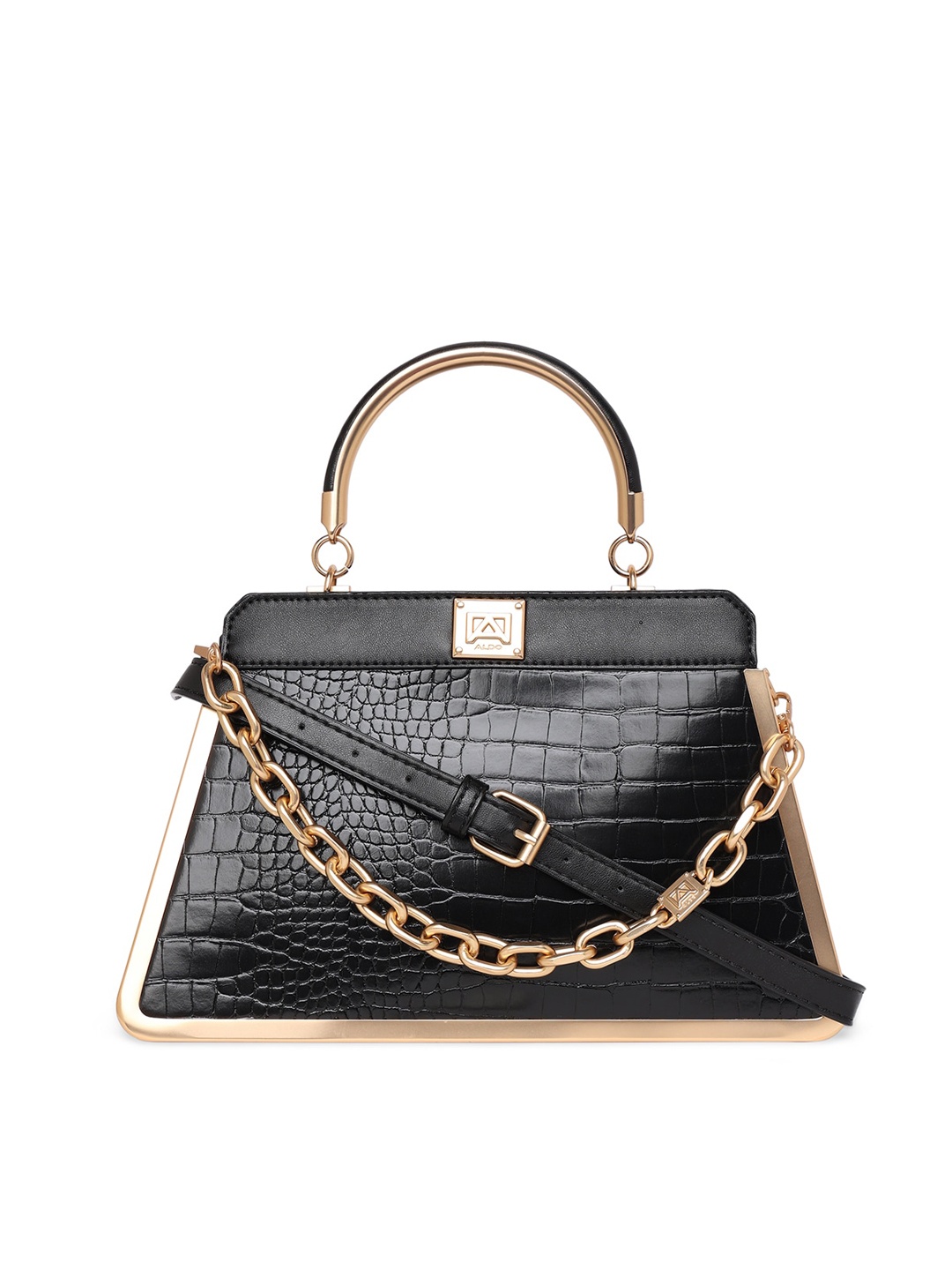 

ALDO Textured Structured Handheld Bag with Quilted, Black
