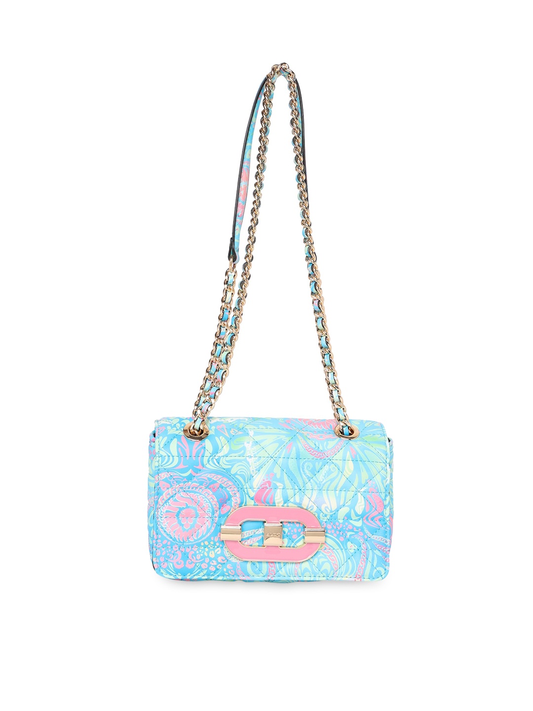 

ALDO Printed Structured Shoulder Bag with Quilted, Blue