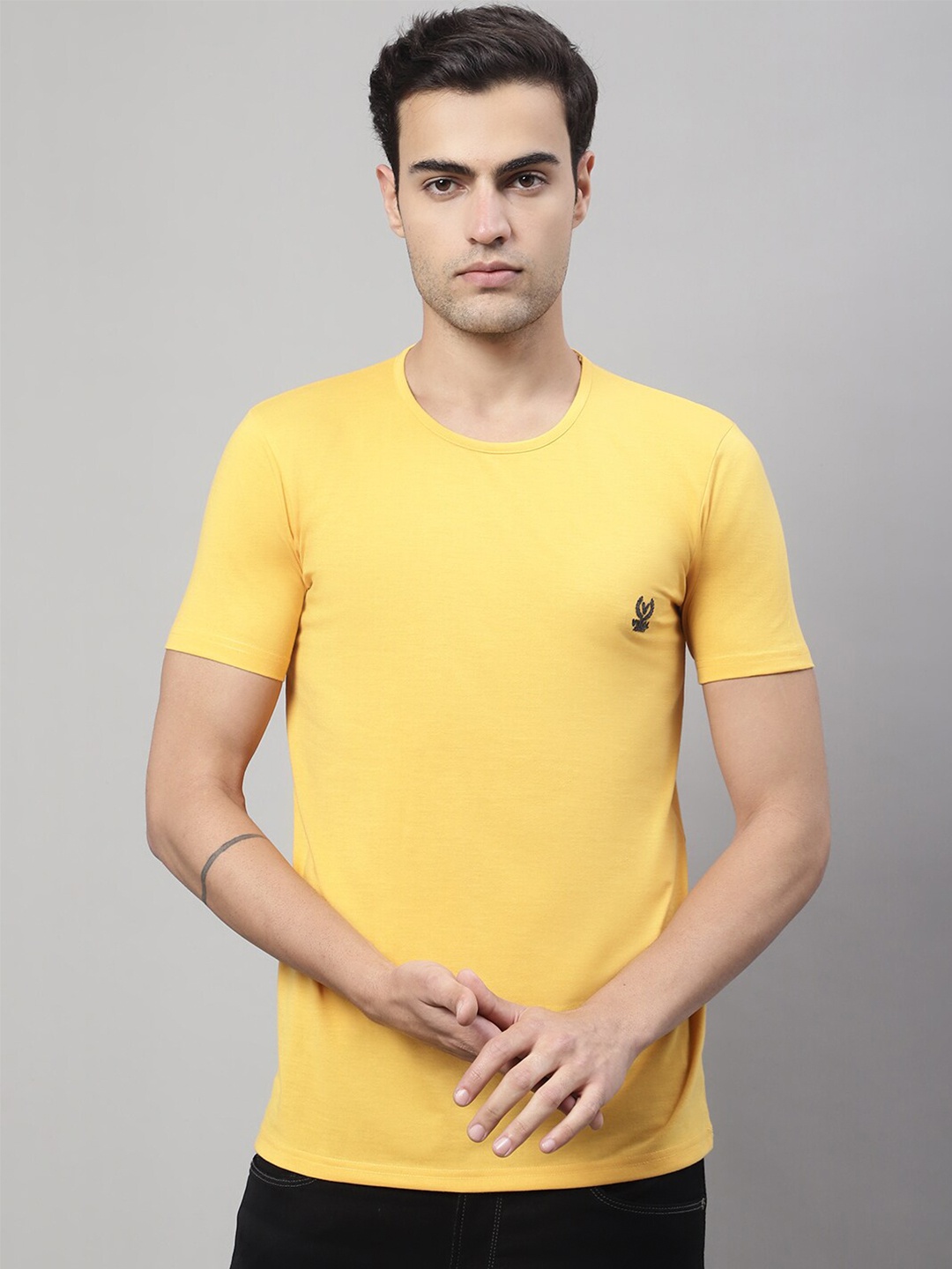 

MACK JONNEY Round Neck Cotton T-shirt, Yellow