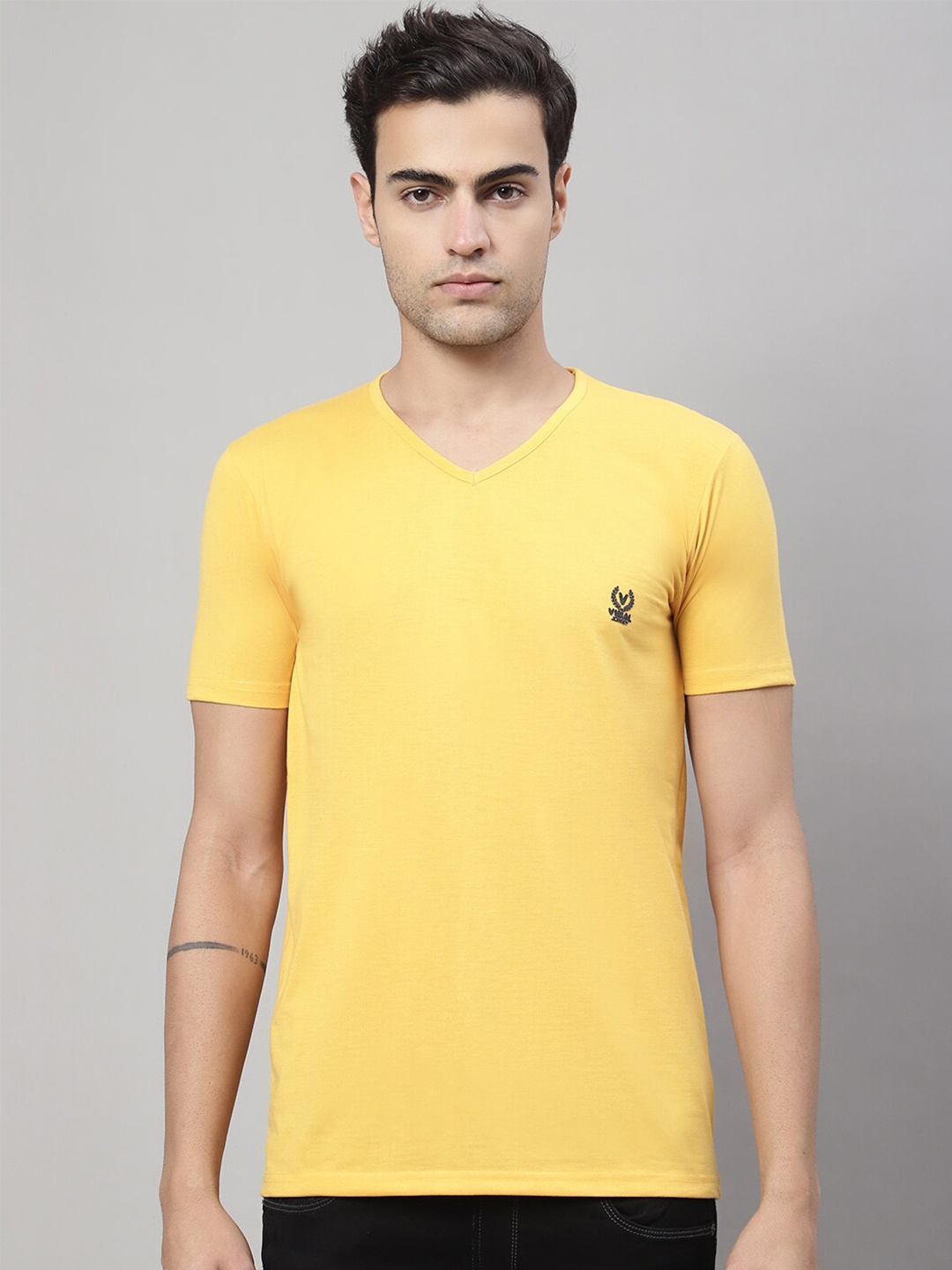 

VIMAL JONNEY V-Neck Cotton T-shirt, Yellow