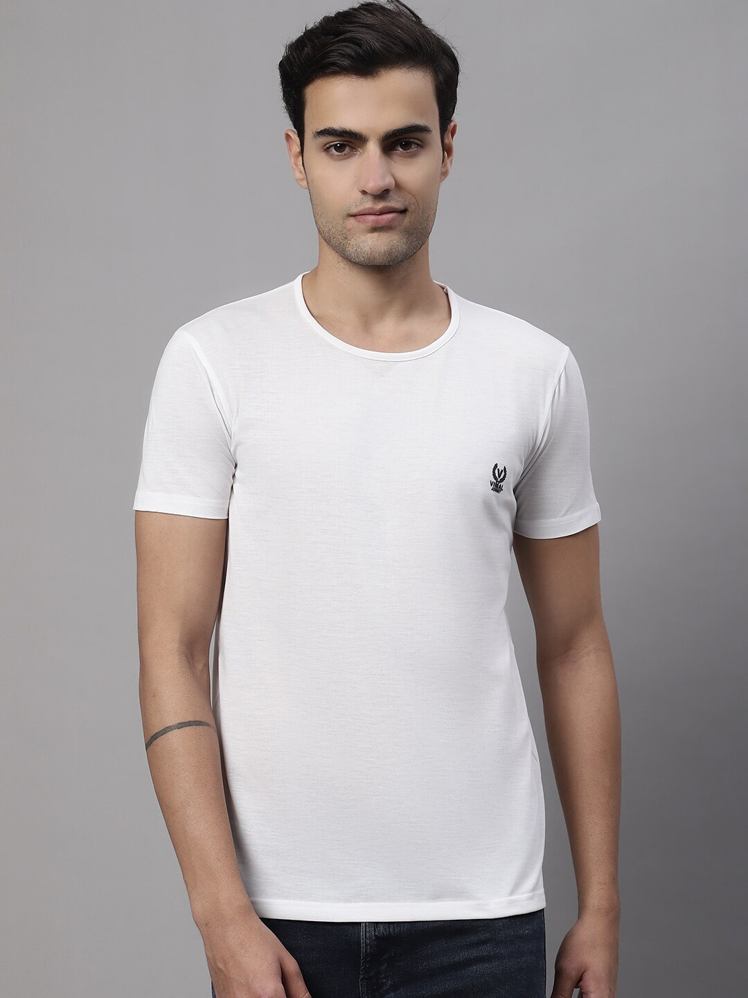 

MACK JONNEY Round Neck Cotton T-shirt, White