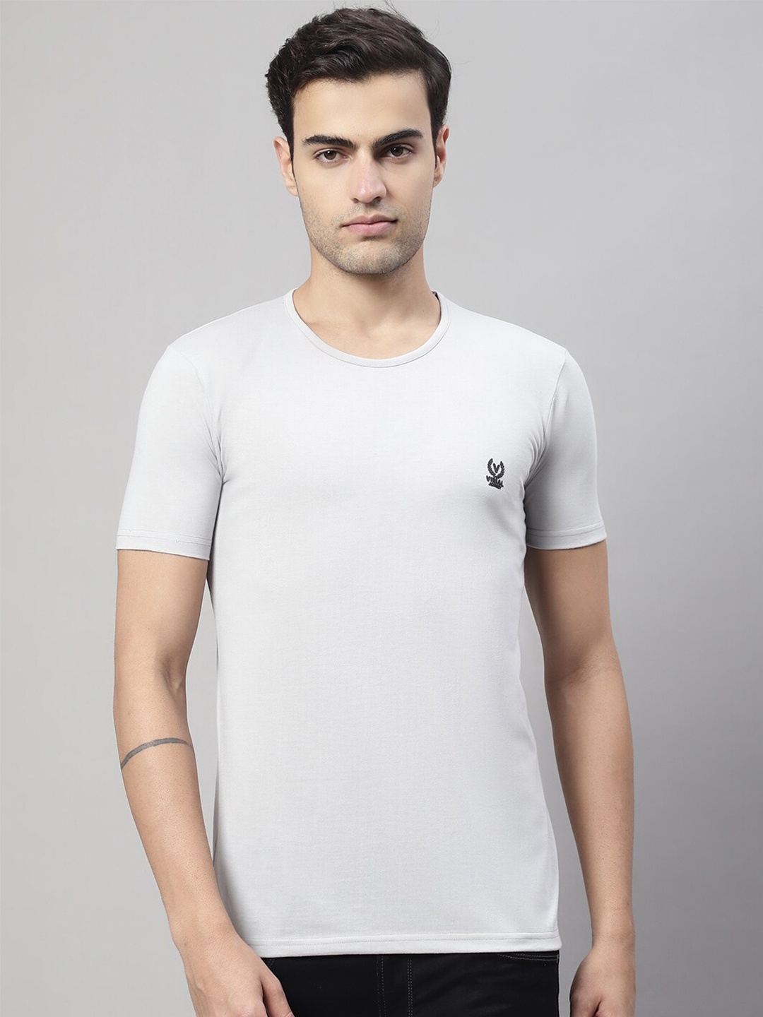 

MACK JONNEY Round Neck Cotton T-shirt, Grey