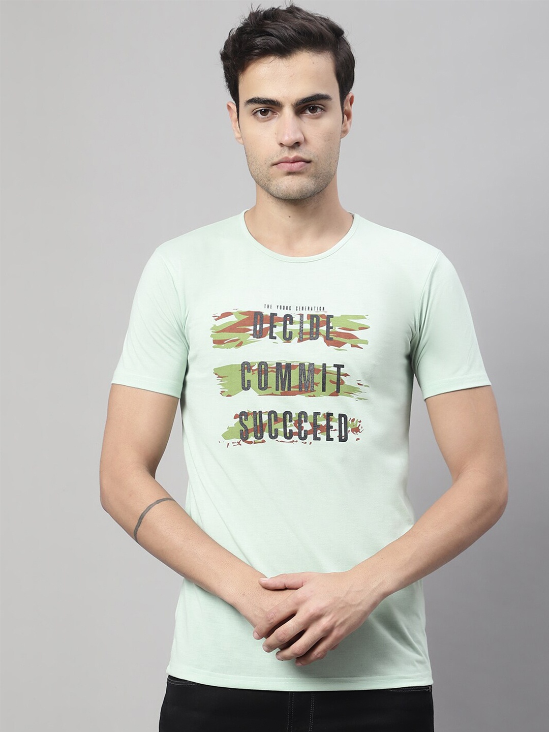 

MACK JONNEY Typography Printed Cotton T-shirt, Green