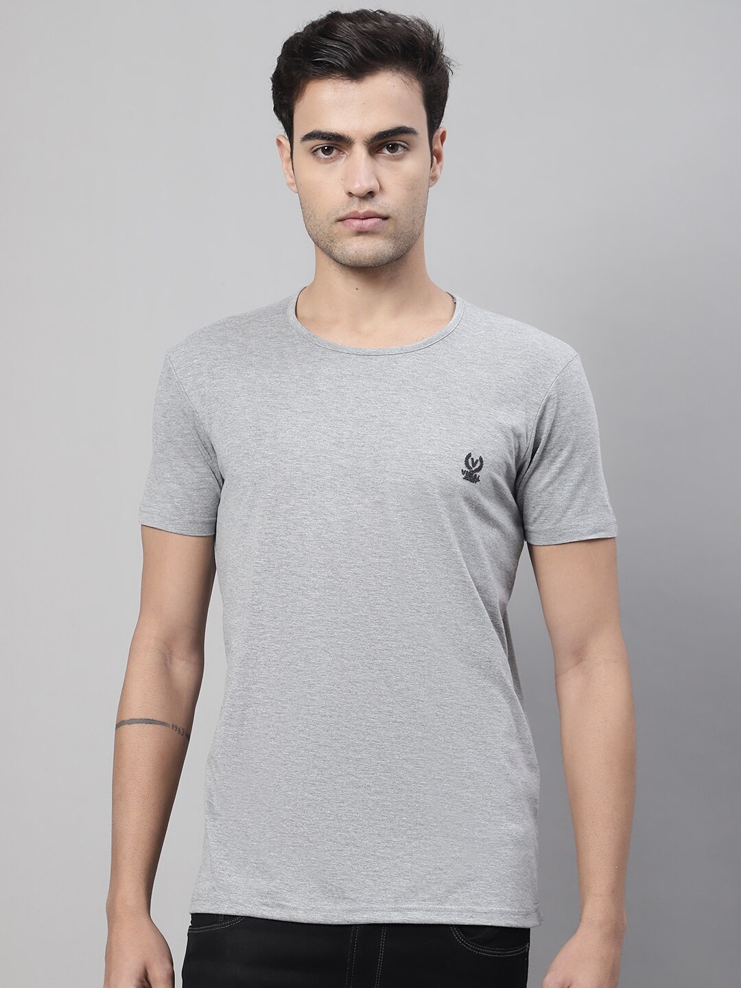 

MACK JONNEY Round Neck Cotton T-shirt, Grey