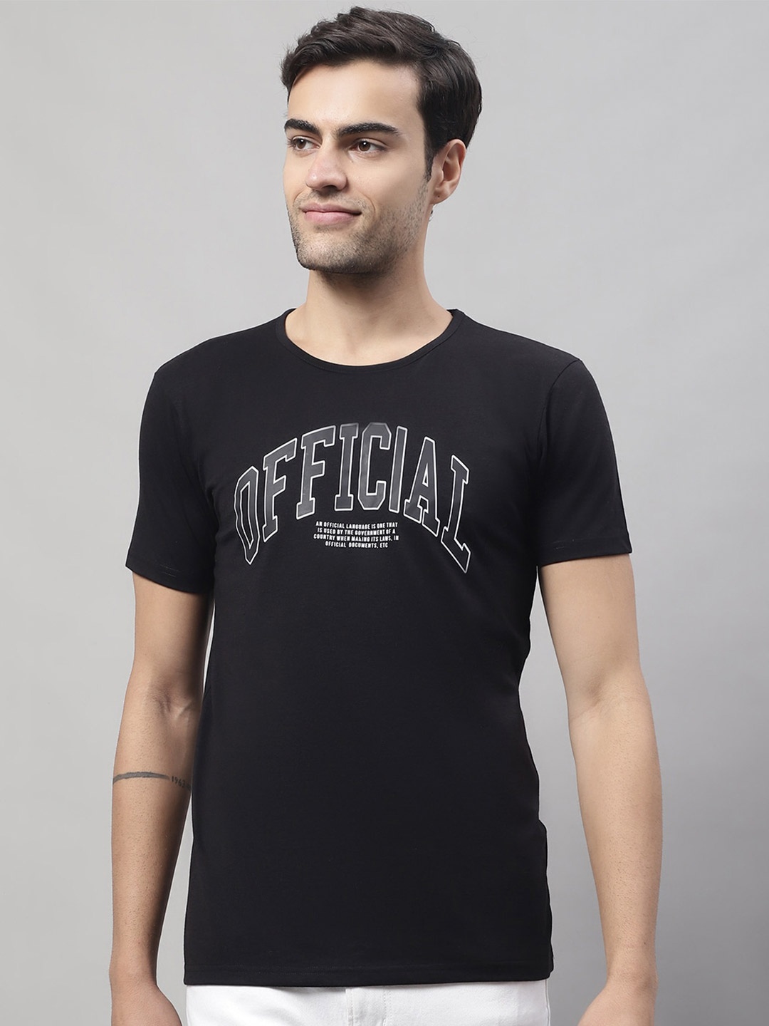 

MACK JONNEY Typography Printed Cotton T-shirt, Black