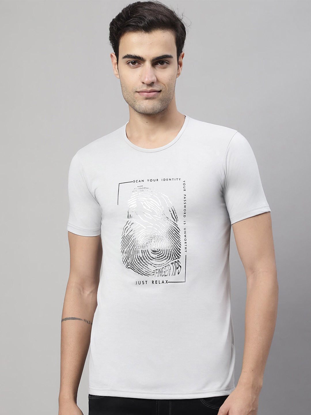 

MACK JONNEY Graphic Printed Cotton T-shirt, Grey