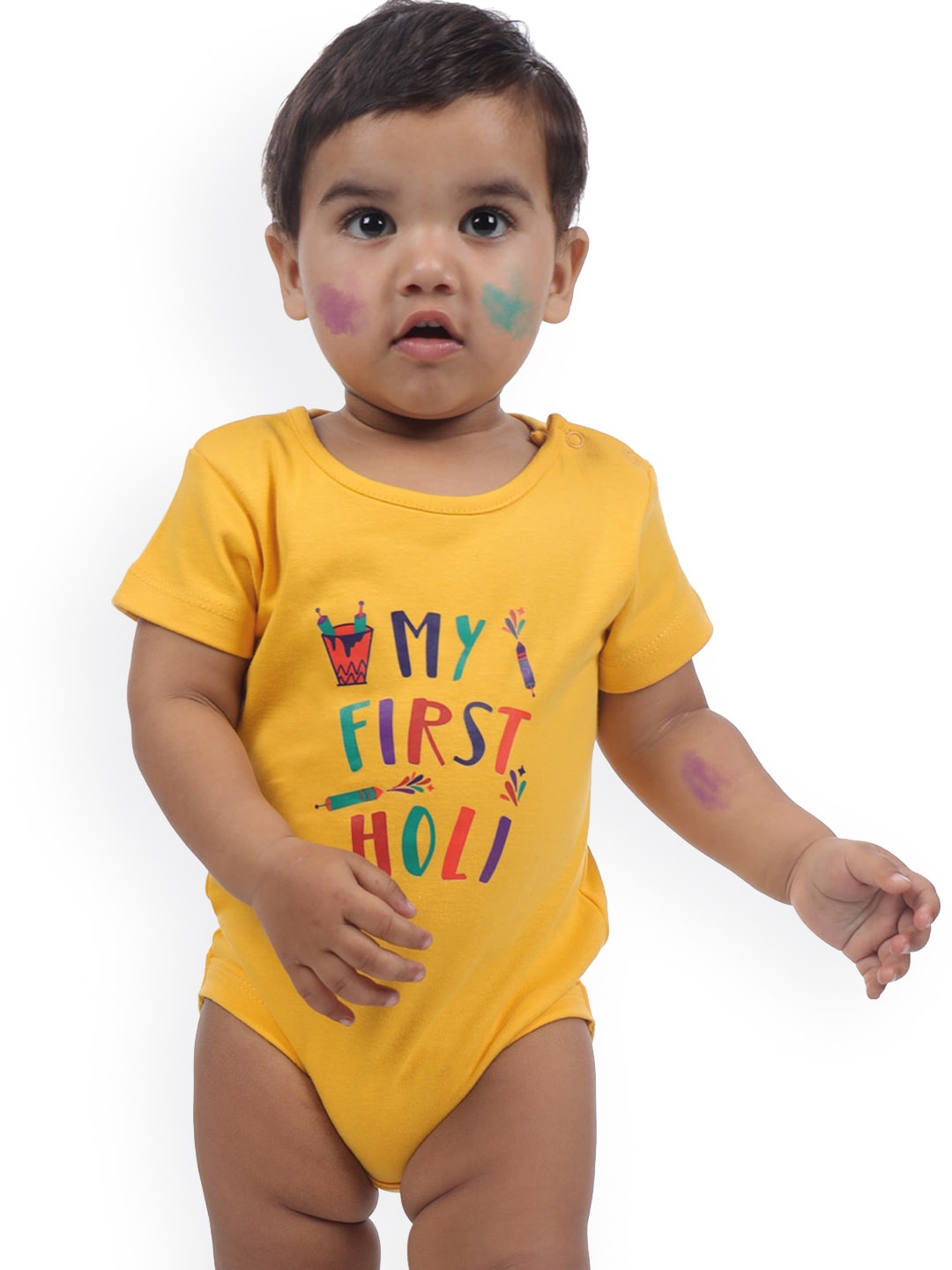 

Zeezeezoo Infants My First Holi Printed Pure Cotton Bodysuit, Yellow