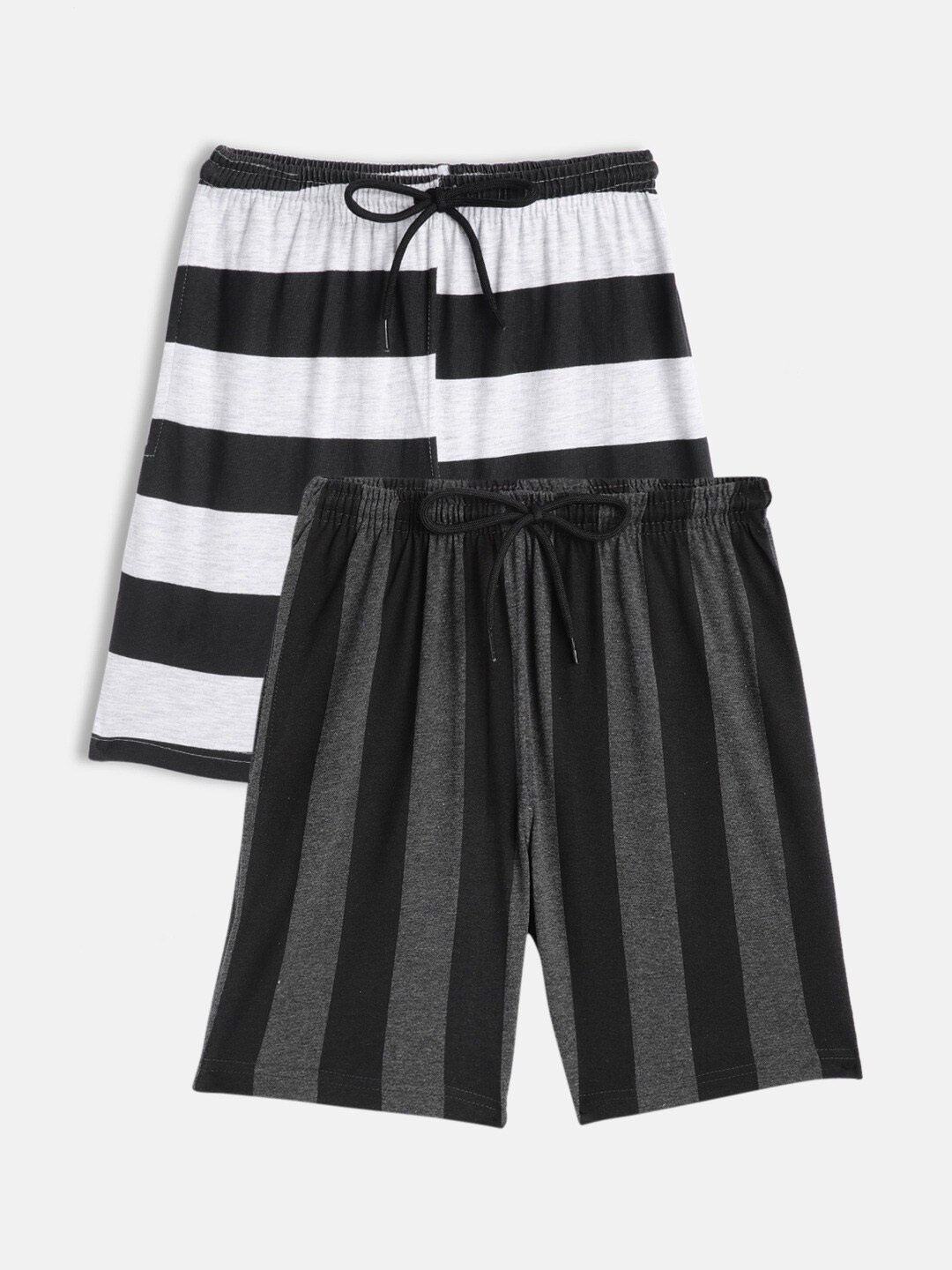 

SEYBIL Girls Pack Of 2 Striped Lounge Shorts, Charcoal