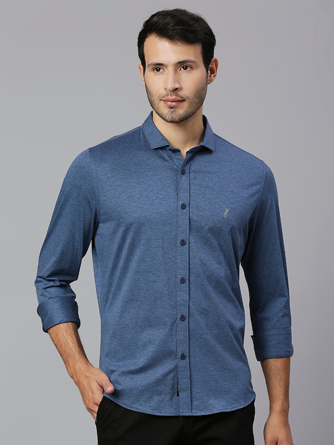

Thomas Scott Men Classic Slim Fit Printed Casual Cotton Shirt, Blue