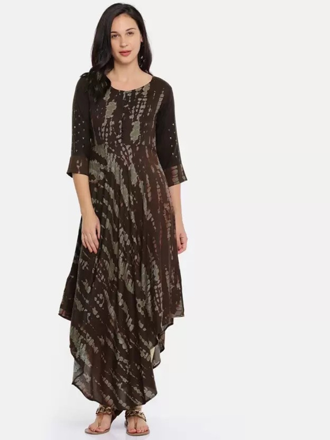 

Span Abstract Printed Pure Cotton Kurta, Brown