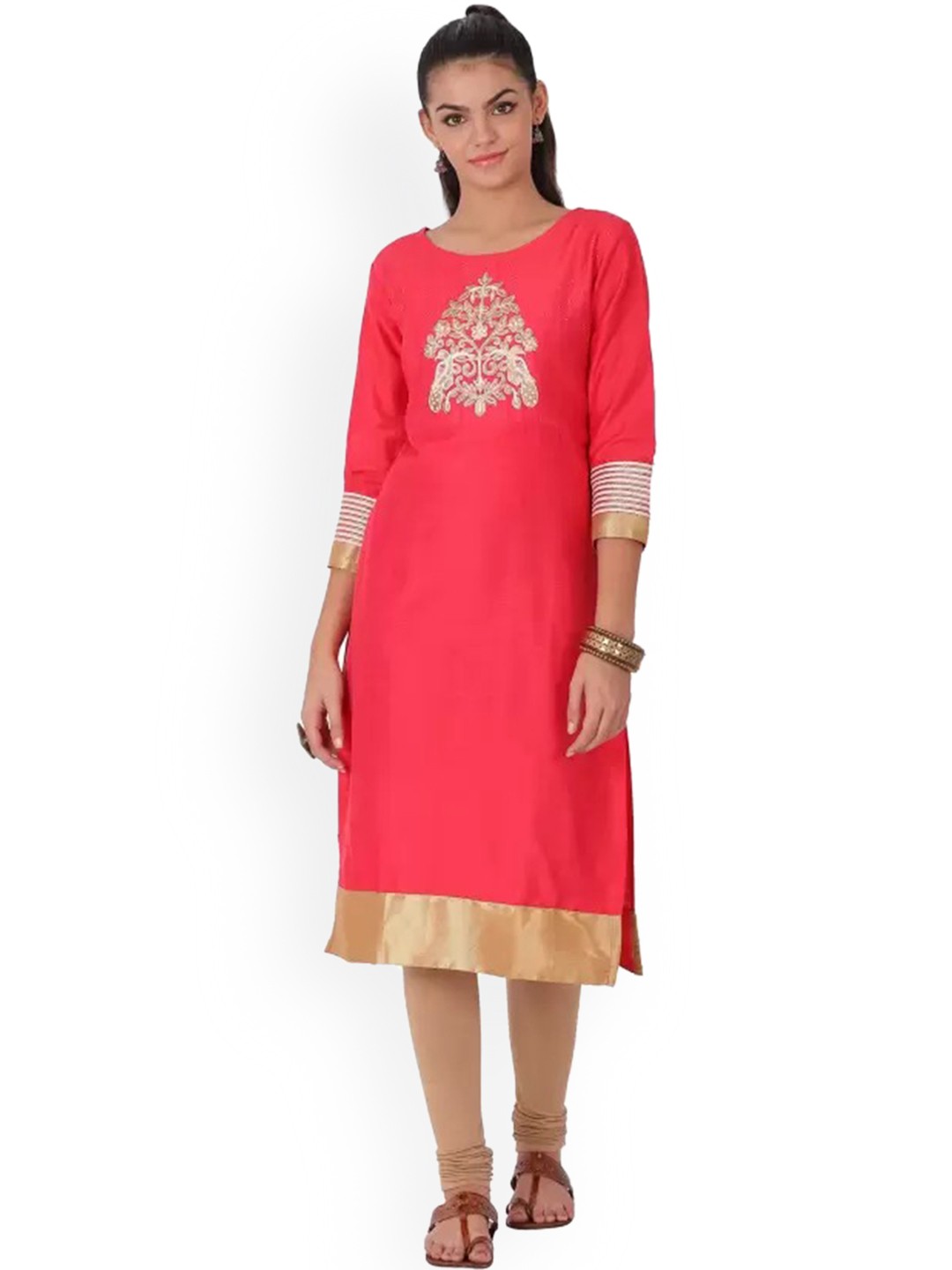 

Span Ethnic Motif Embroidered Kurta, Red