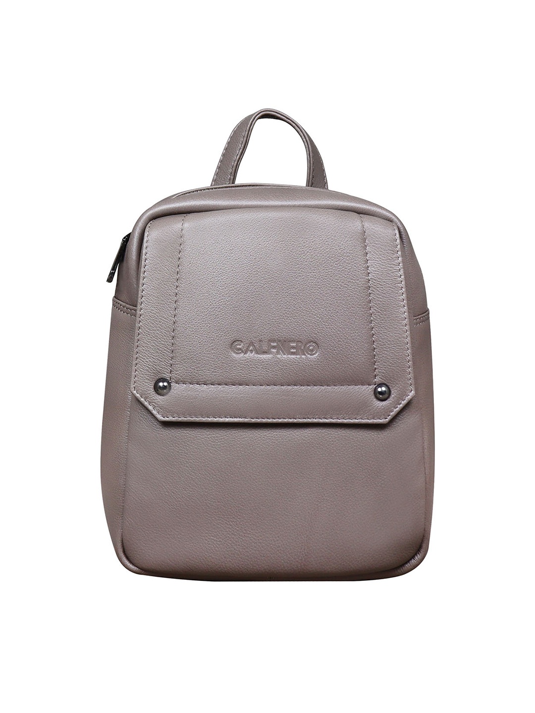 

CALFNERO Women Leather Non-Padded Shoulder Straps Backpack, Taupe