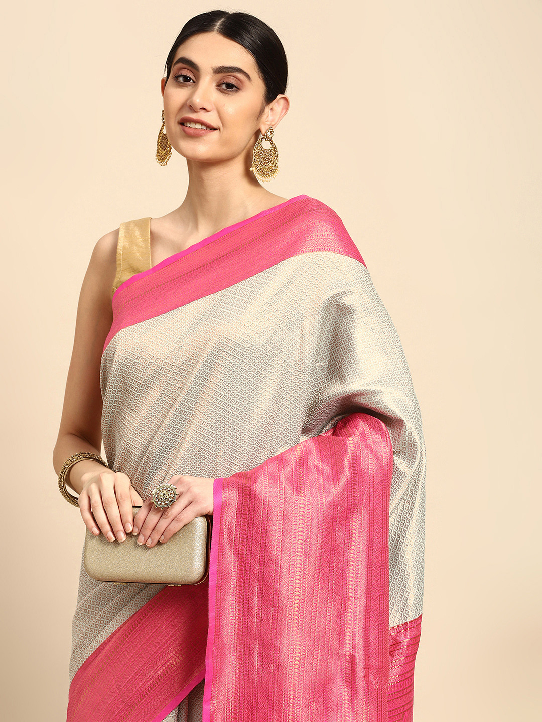 

Pothys Woven Design Zari Jute Silk Saree, Blue