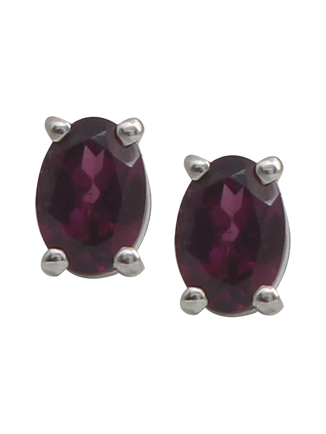 

HIFLYER JEWELS Silver-Plated Oval Studs Earrings, Purple