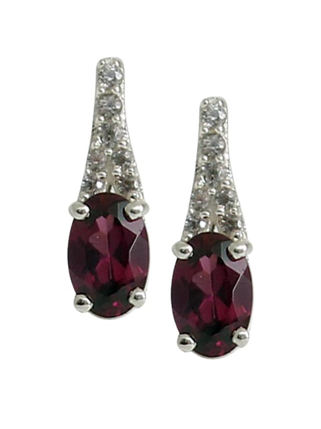 

HIFLYER JEWELS Silver-Plated Oval Studs Earrings, Purple