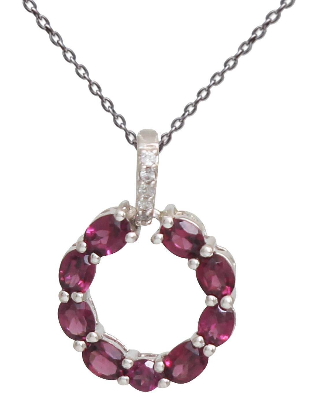 

HIFLYER JEWELS 925 Sterling Silver Garnet-Studded Pendant