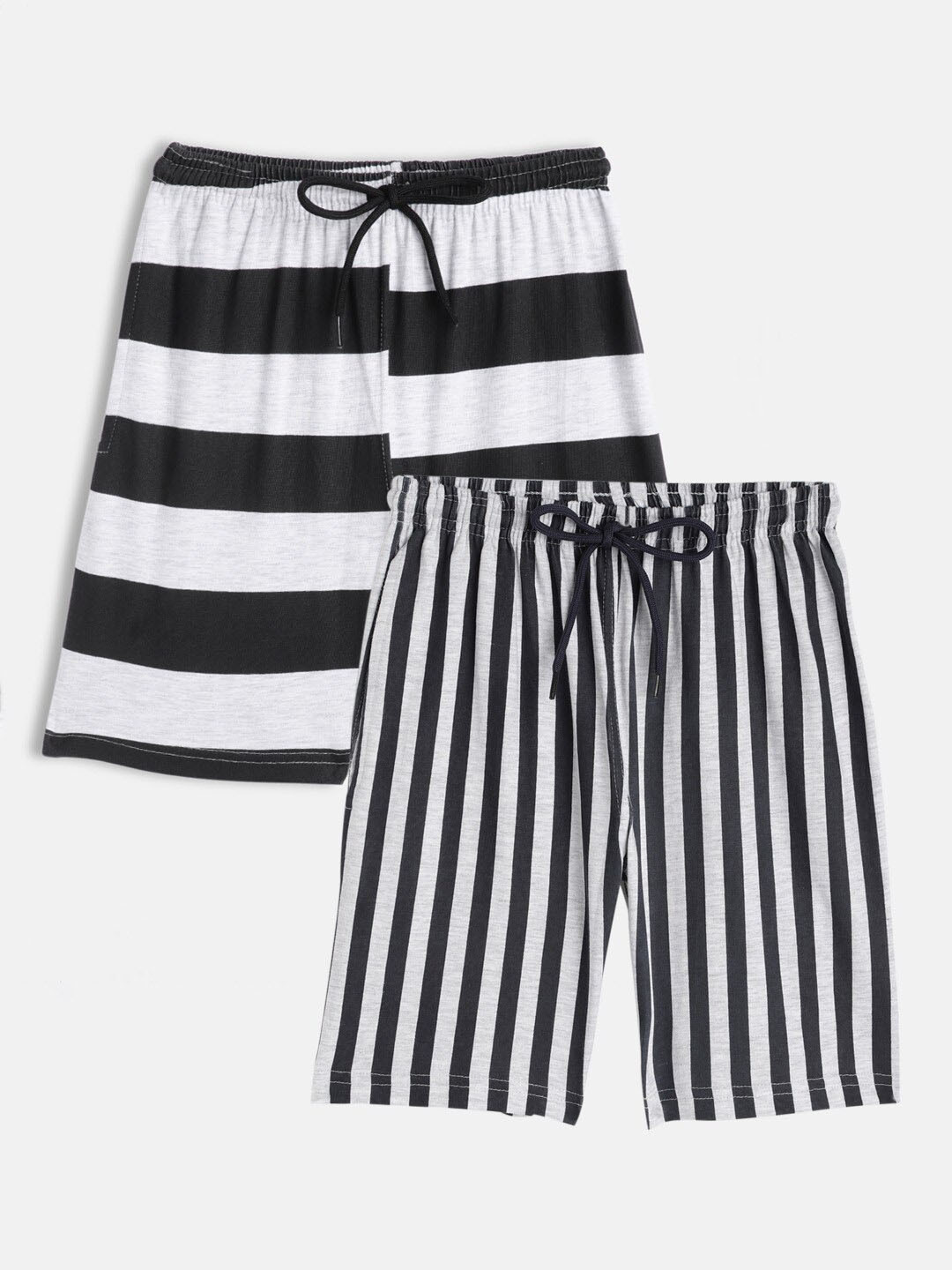 

SEYBIL Girls Pack Of 2 Striped Lounge Shorts, Black