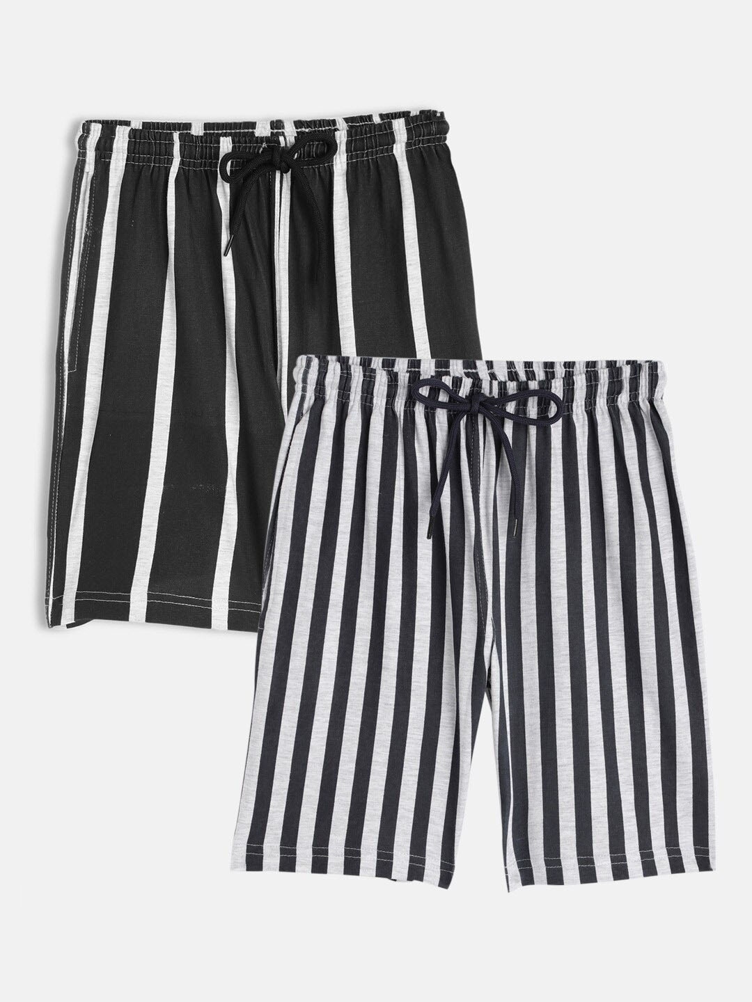

SEYBIL Girls Pack Of 2 Striped Lounge Shorts, Black