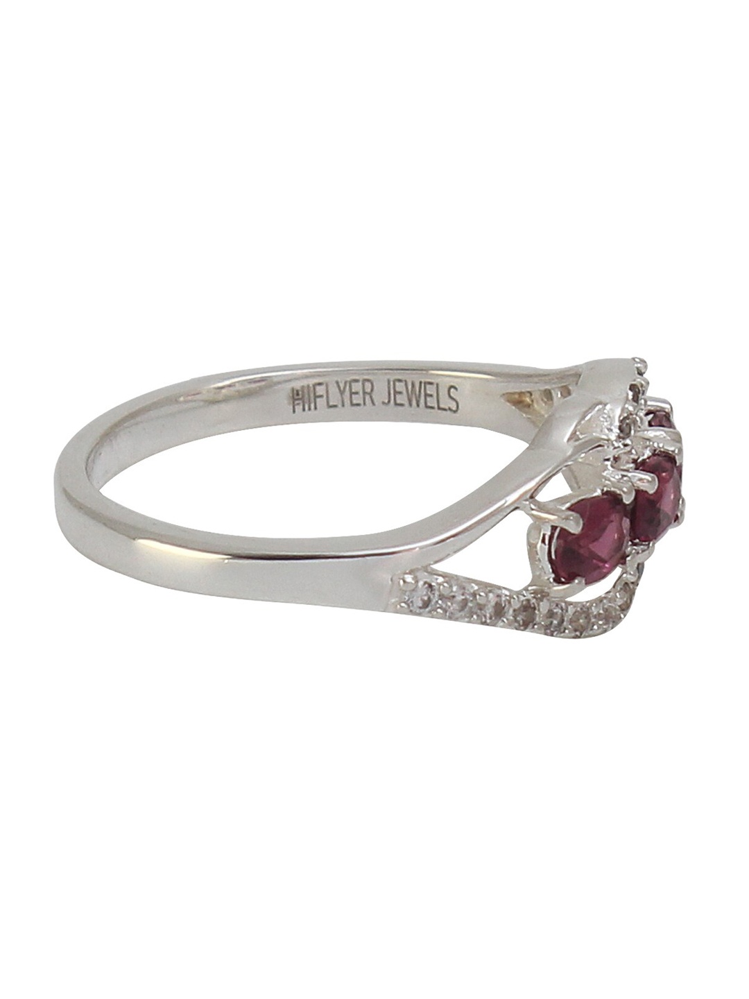 

HIFLYER JEWELS 92.5 Sterling Silver Garnet-Studded Finger Ring, Purple