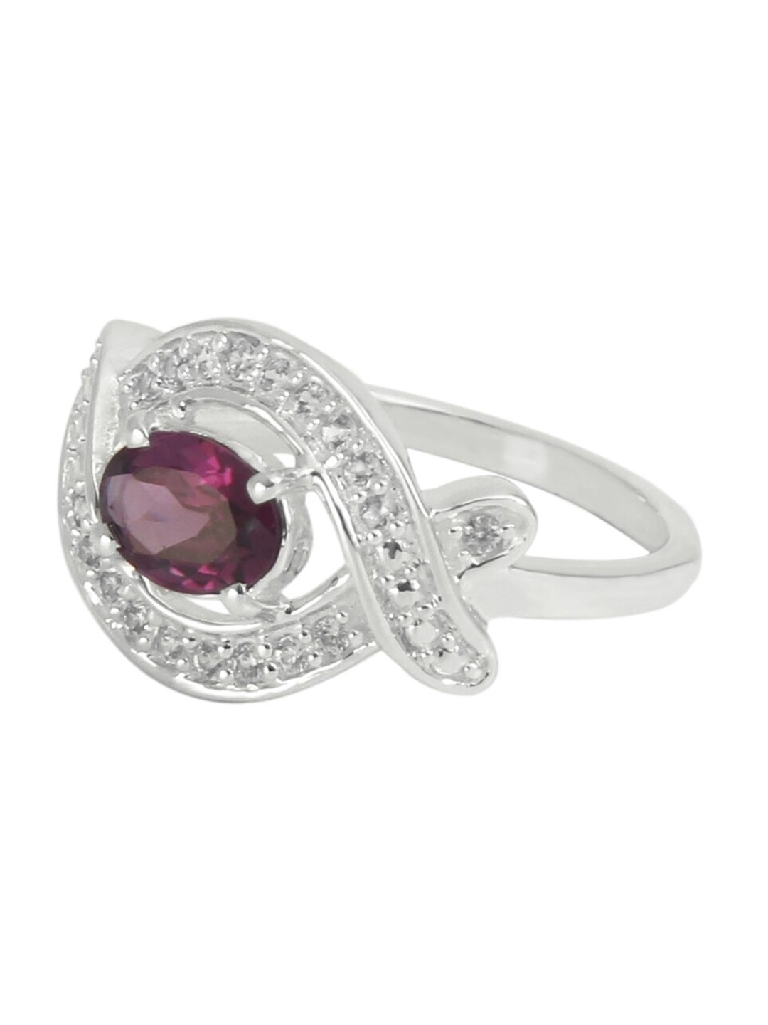 

HIFLYER JEWELS Sterling Silver Garnet-Studded Finger Ring, Purple