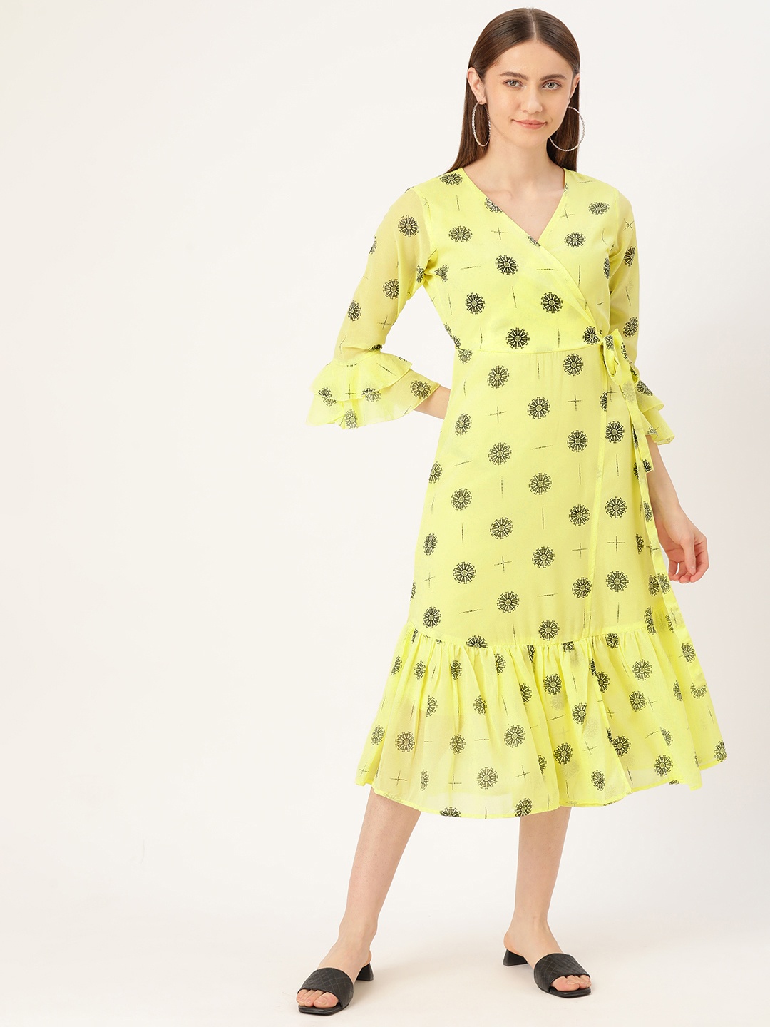 

Deewa Georgette A-Line Midi Dress, Yellow