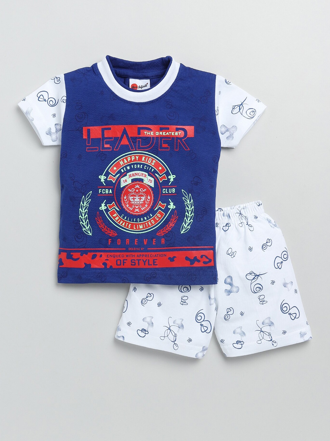 

Mars Infiniti Boys Graphic Printed Pure Cotton T-shirt with Shorts, Blue