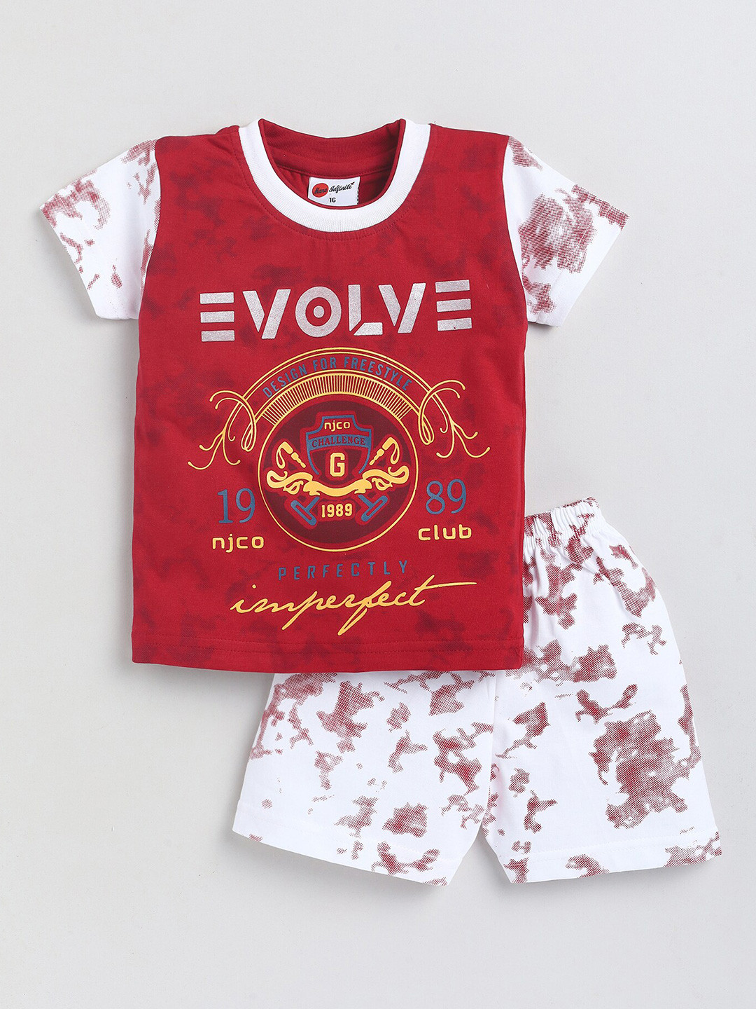 

Mars Infiniti Boys Graphic Printed Pure Cotton T-shirt with Shorts, Maroon