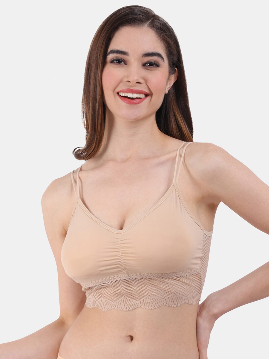 

Amour Secret Lightly Padded Lace Seamless Bralette Bra, Beige