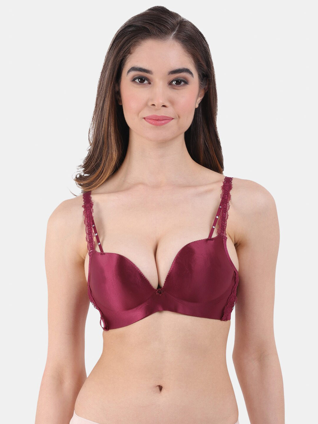 

Amour Secret Women Heavily Padded Seamless Plunge Bra, Maroon