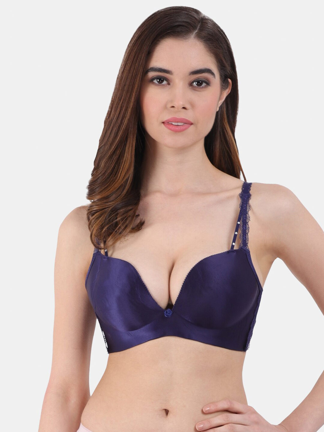 

Amour Secret Women Heavily Padded Seamless Plunge Bra, Blue