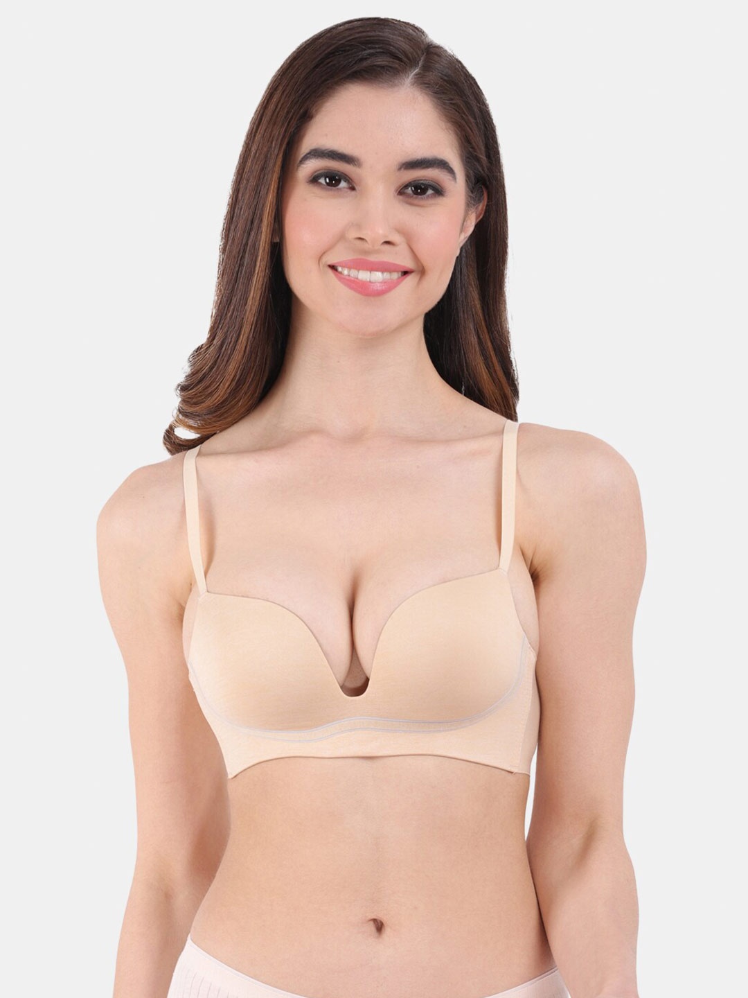 

Amour Secret Lightly Padded Seamless Push-up Bra, Beige
