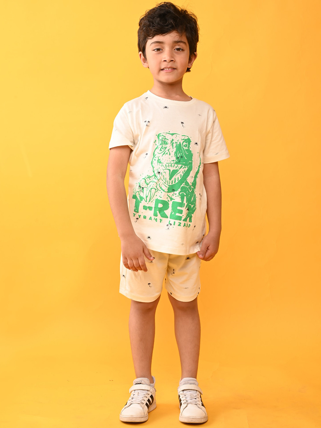 

Anthrilo Boys Printed Pure Cotton Night suit, Off white