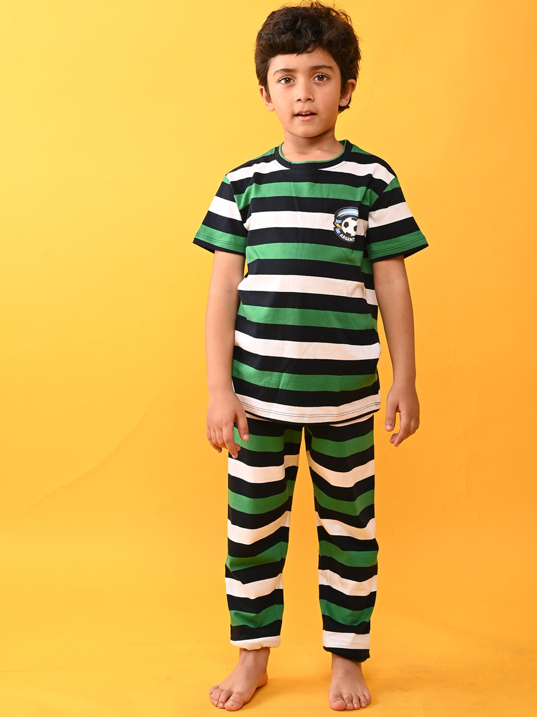 

Anthrilo Boys Striped Pure Cotton Night suit, Navy blue
