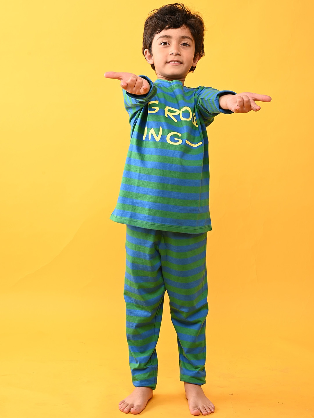 

Anthrilo Boys Printed Pure Cotton Night suit, Blue