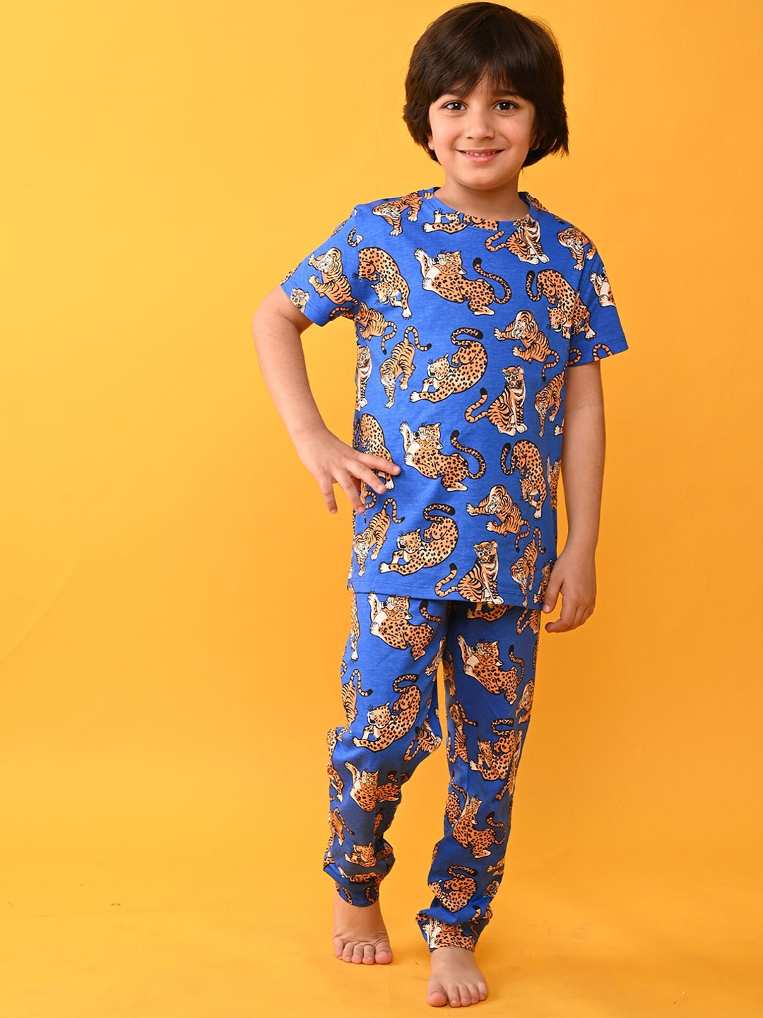 

Anthrilo Boys Printed Pure Cotton Night suit, Blue