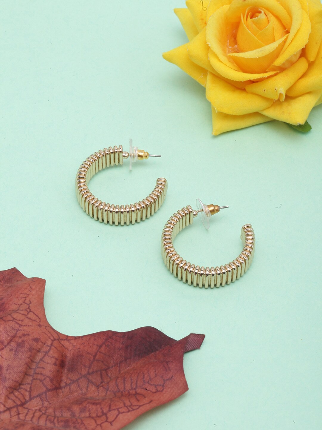 

DressBerry Gold-Plated Circular Half Hoop Earrings