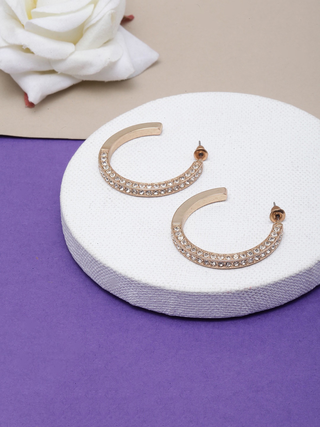 

DressBerry Gold-Plated Circular Half Hoop Earrings