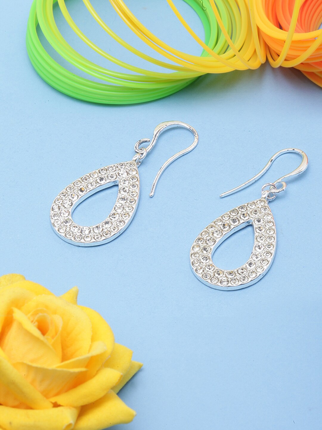 

DressBerry Silver-Plated Contemporary Drop Earrings