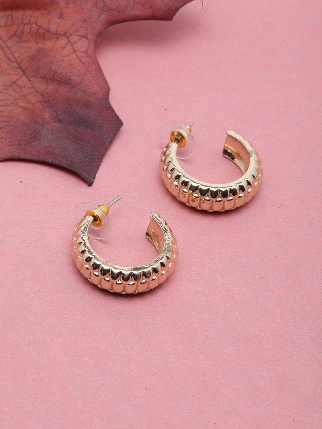 

DressBerry Gold-Plated Circular Half Hoop Earrings