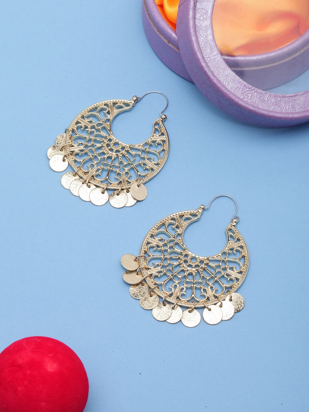 

DressBerry Gold Plated Crescent Shaped Chandbalis Earrings