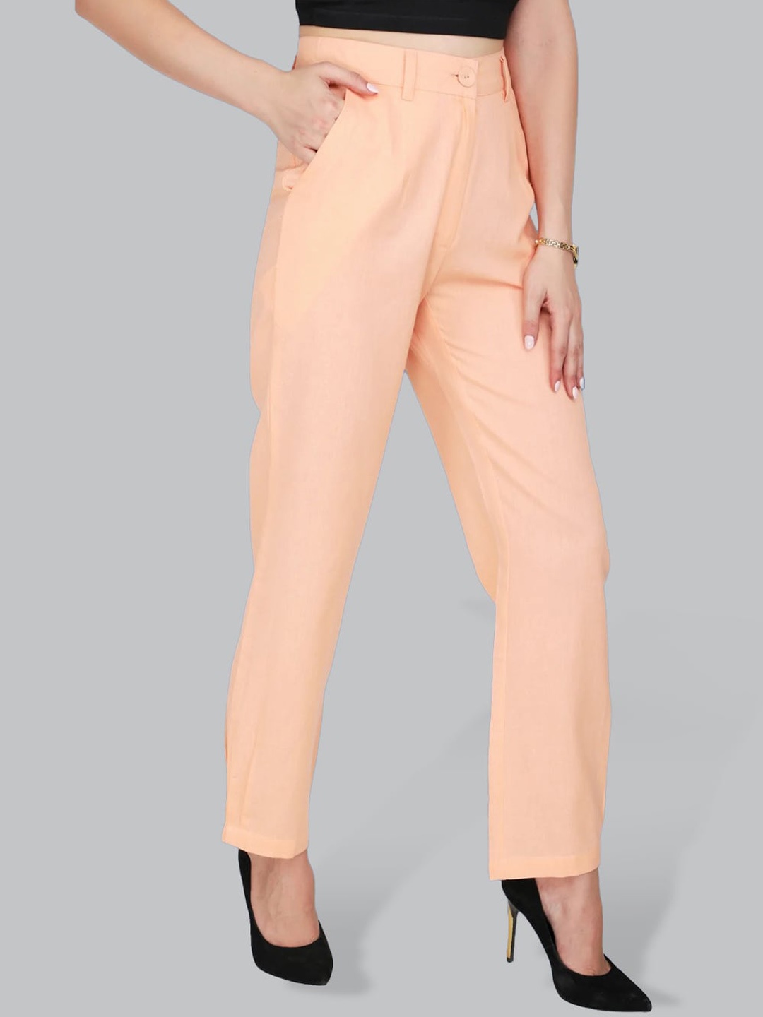 

CUFFS N LASHES Women Regular Fit Trousers, Peach