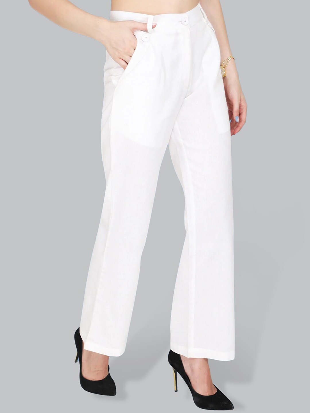 

CUFFS N LASHES Women Regular Fit Trousers, White