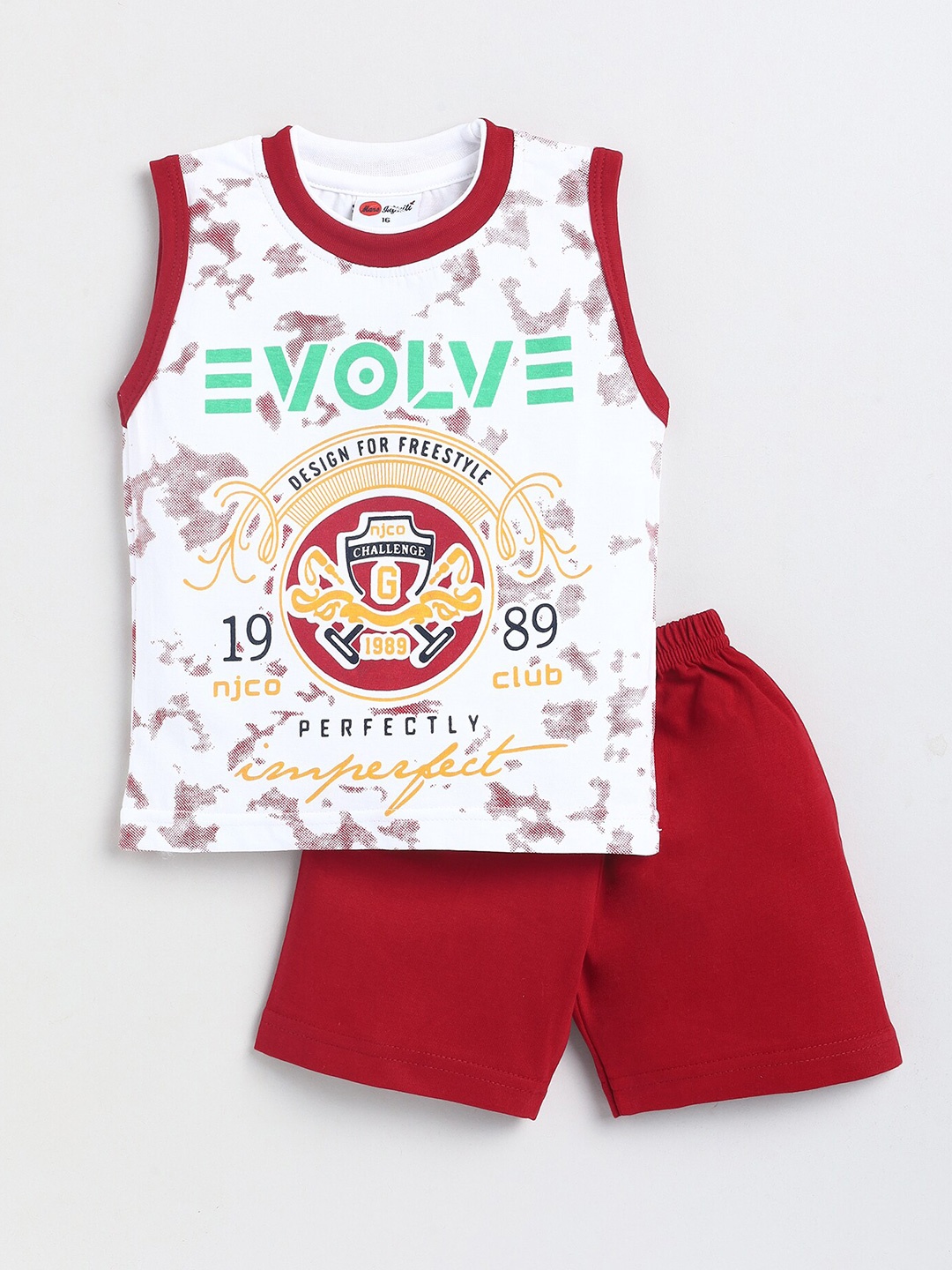 

Mars Infiniti Boys Printed Cotton T-shirt with Shorts, Maroon