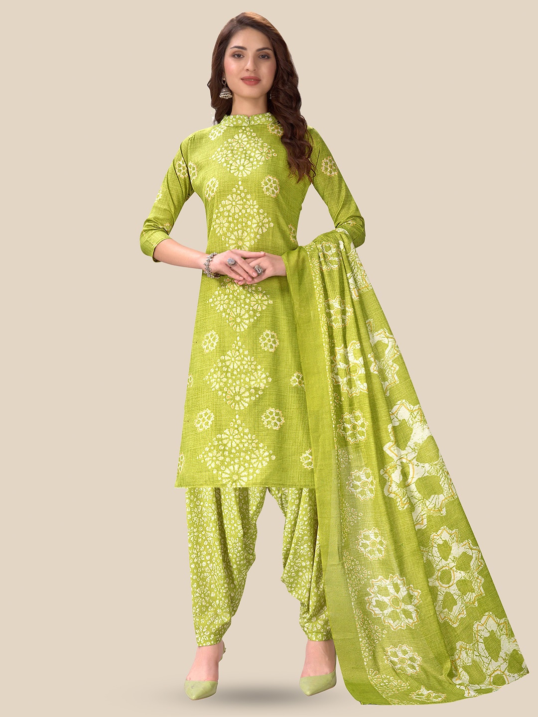 

Rajnandini Printed Unstitched Dress Material, Green