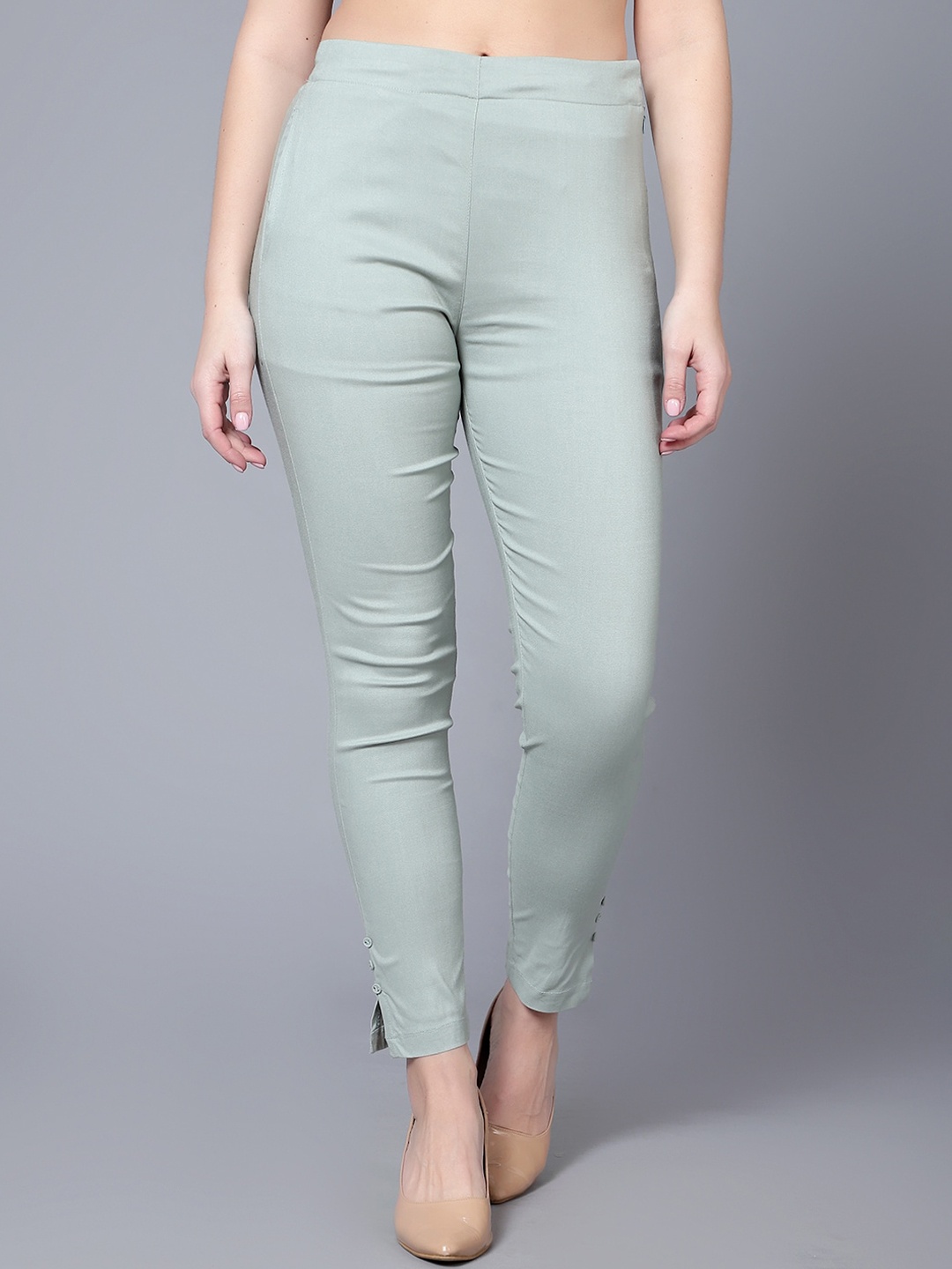 

Bani Women Slim Fit Cigarette Trousers, Sea green