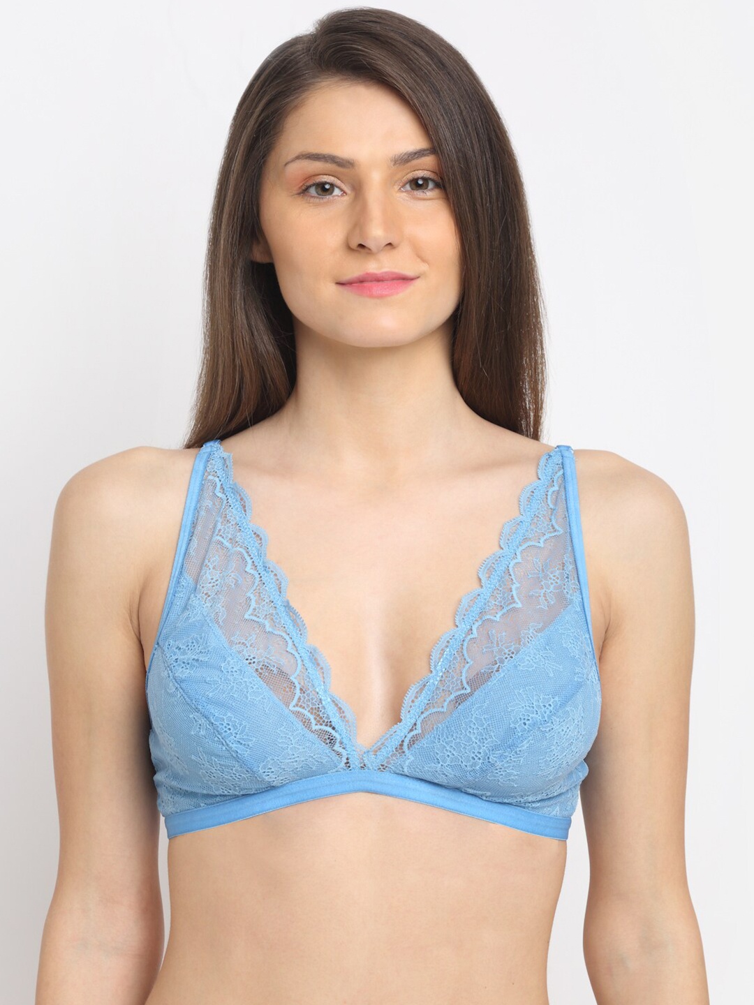 

EROTISSCH Non Padded Full Coverage Bralette Bra, Blue