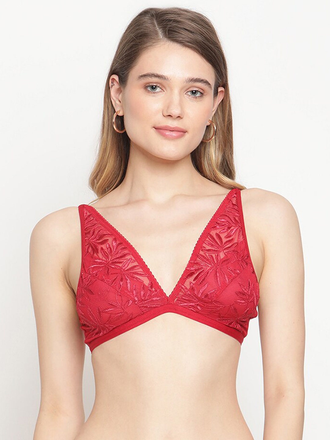 

EROTISSCH Non Padded Full Coverage Bralette Bra, Red