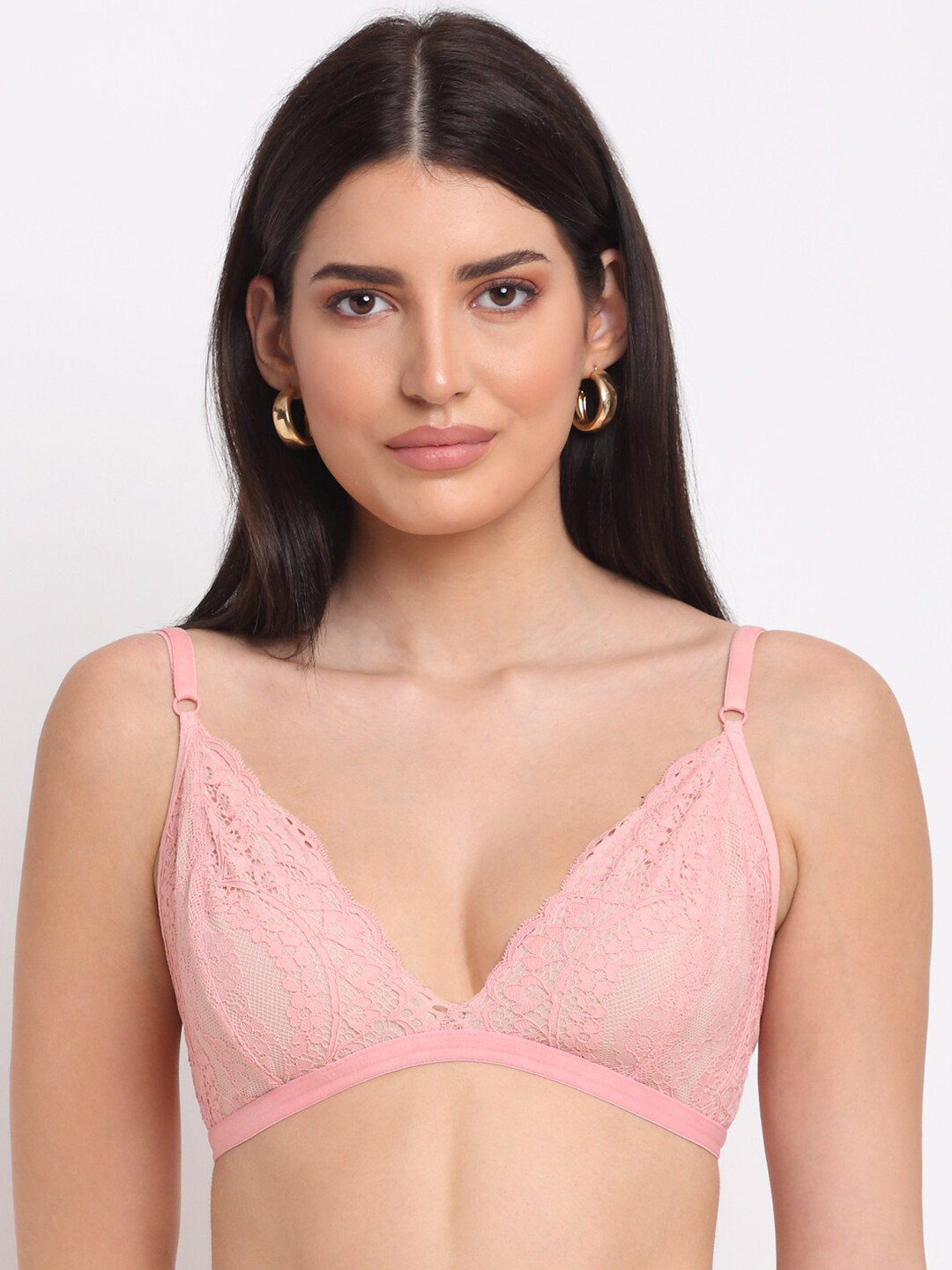 

EROTISSCH Non-Padded Non-Wired Bralette Bra, Pink
